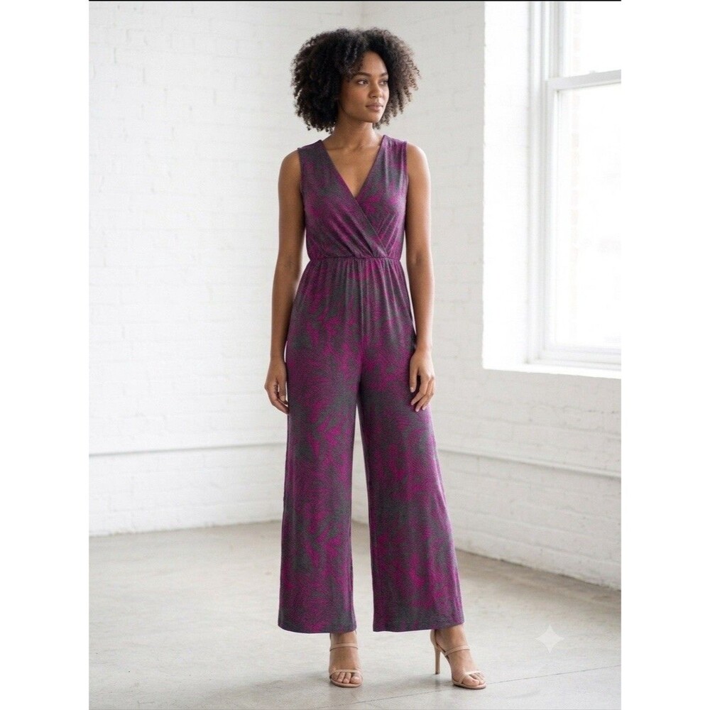 Anthropologie Ett Twa Linen Blend Jumpsuit XXS Sleeveless Surplice Wide Leg